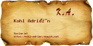 Kohl Adrián névjegykártya